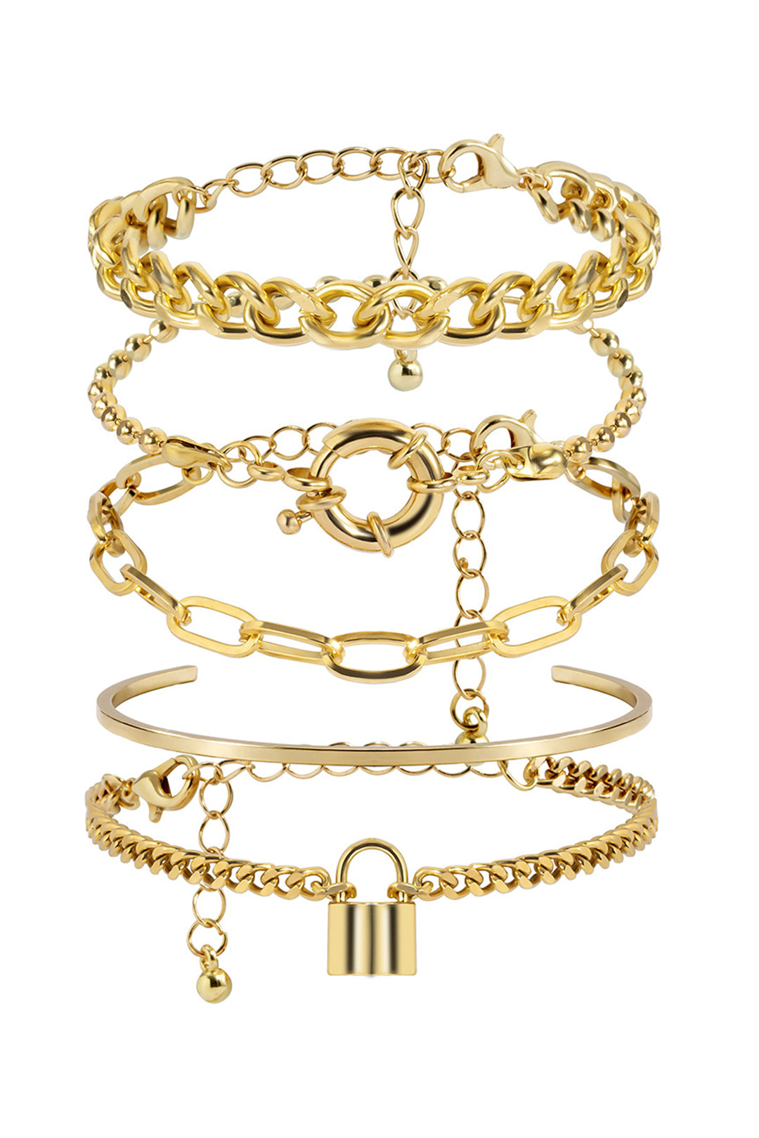 Gold Layered Chain Bracelet Set