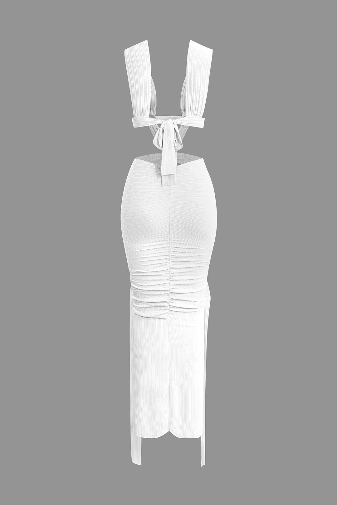 O-Ring Cut Out Ruched Maxi Dress