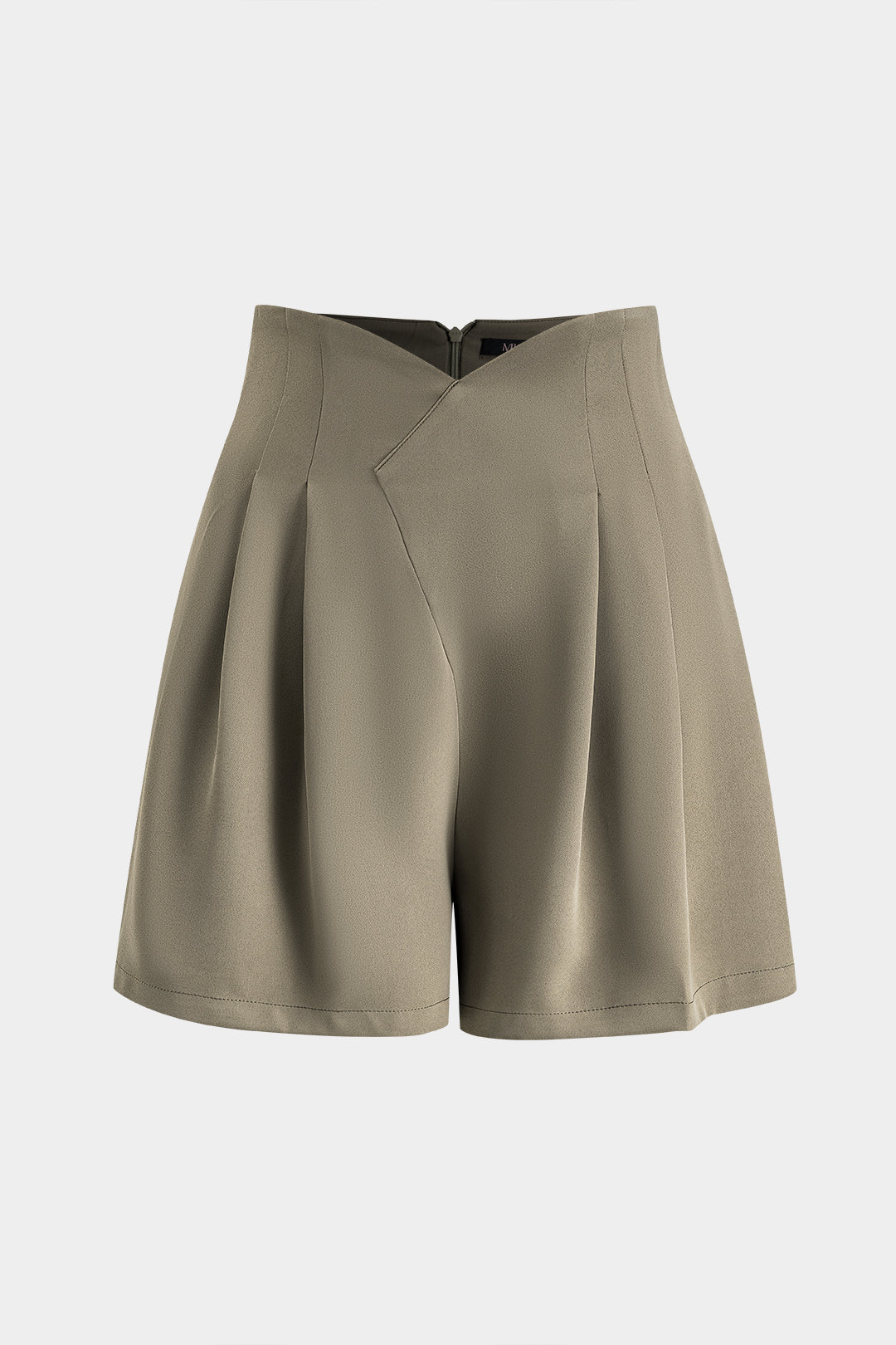 Solid Pleated High Waist Shorts