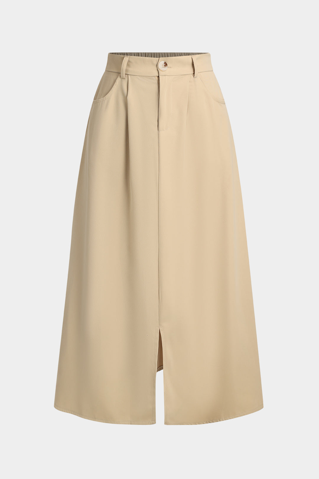 Pleated Button Pocket Slit Skirt