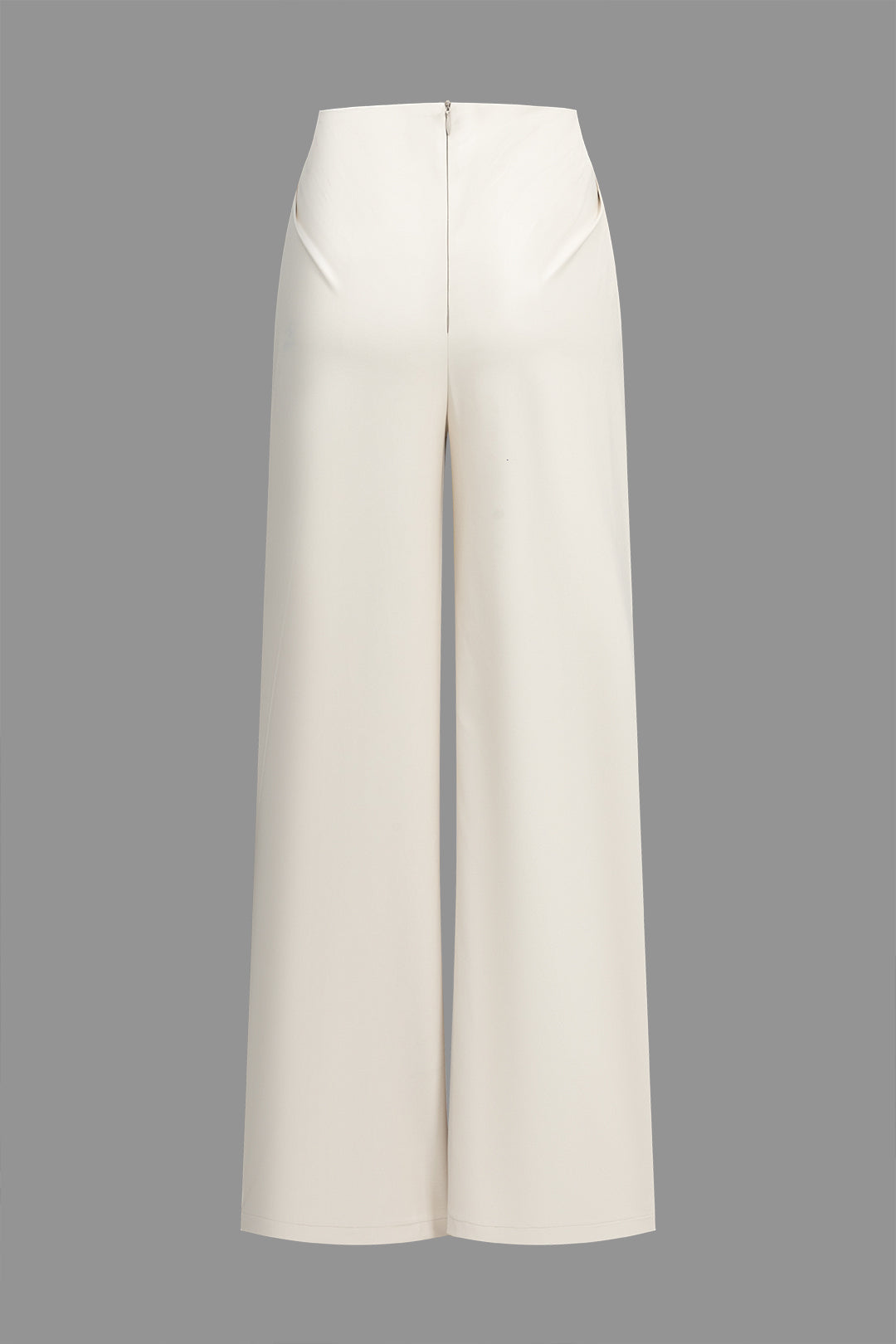 Solid Ruched Zipper Trousers