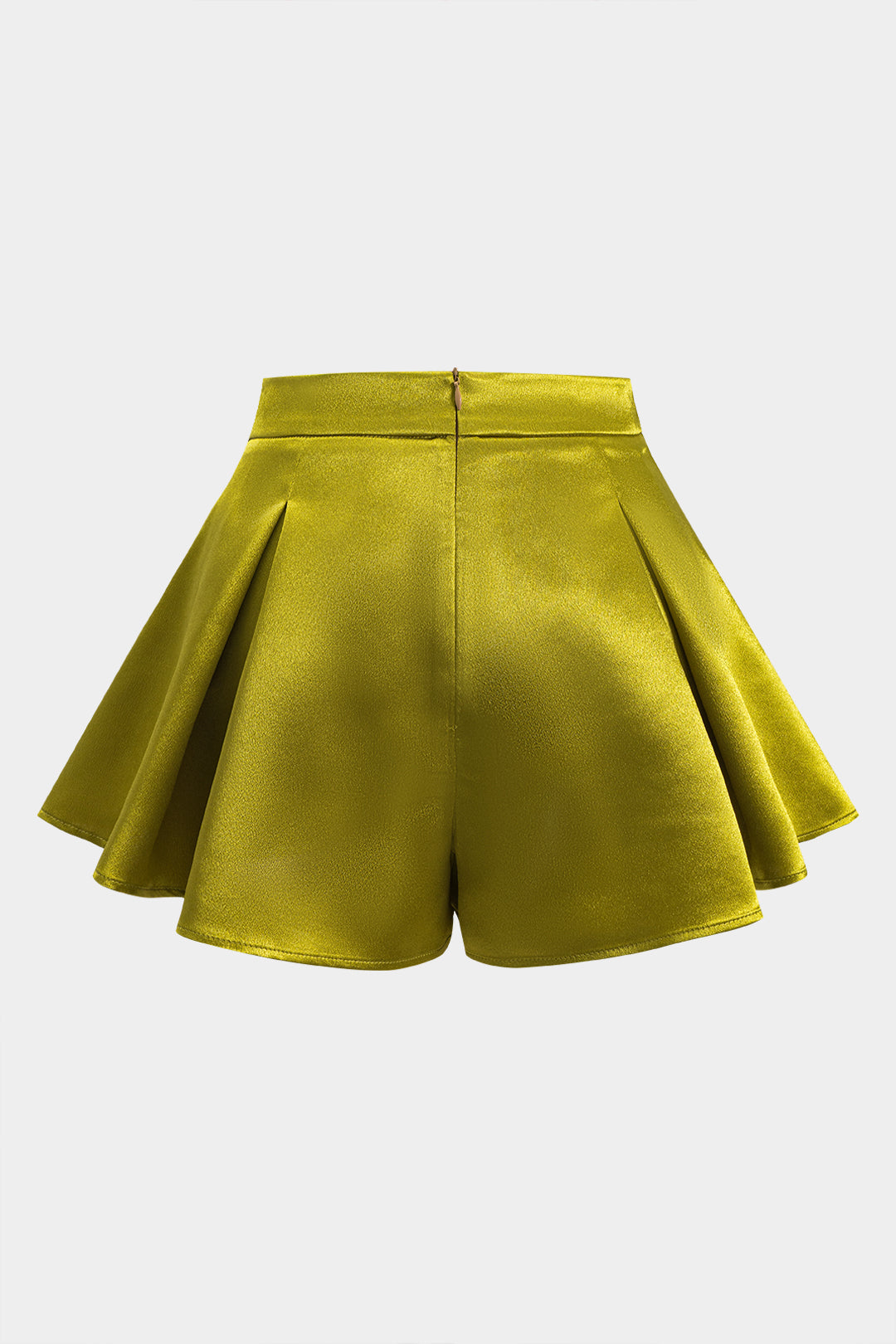 Satin Pleated Zipper Shorts