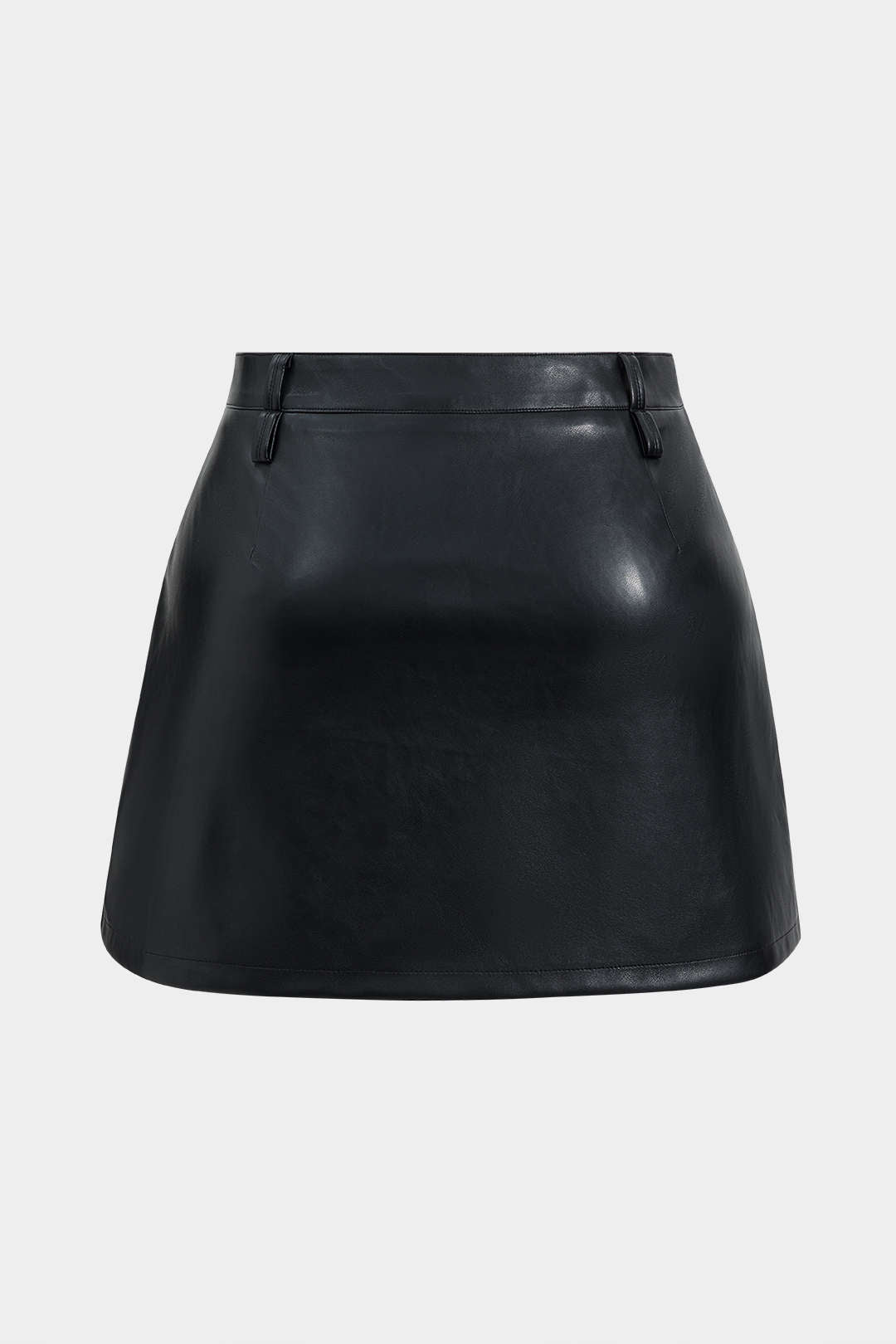 Plus Size Faux Leather Ruched Zipper Skirt