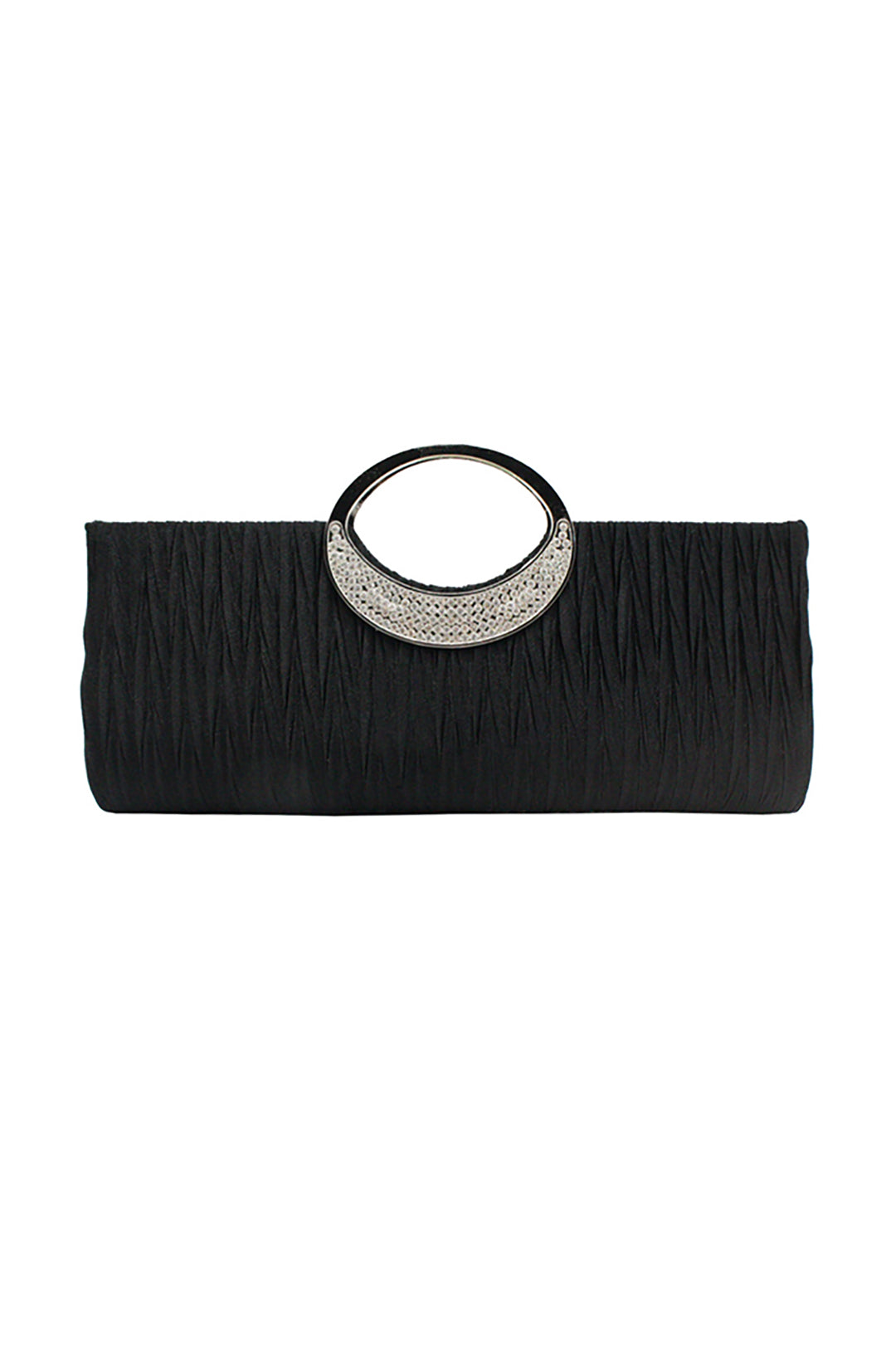 Pleated Design Rhinestone Clutch Bag