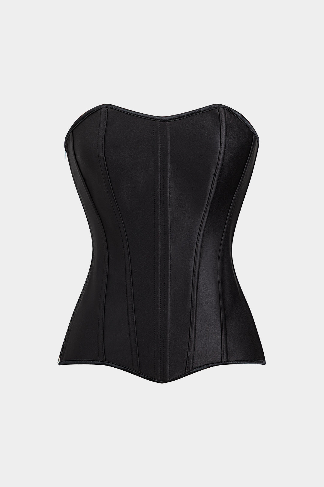 Satin Zipper Tie Back Corset Tube Top