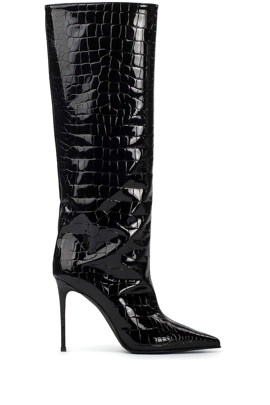 Crocodile Leather High Tube Pointed Toe Over The Knee Boots