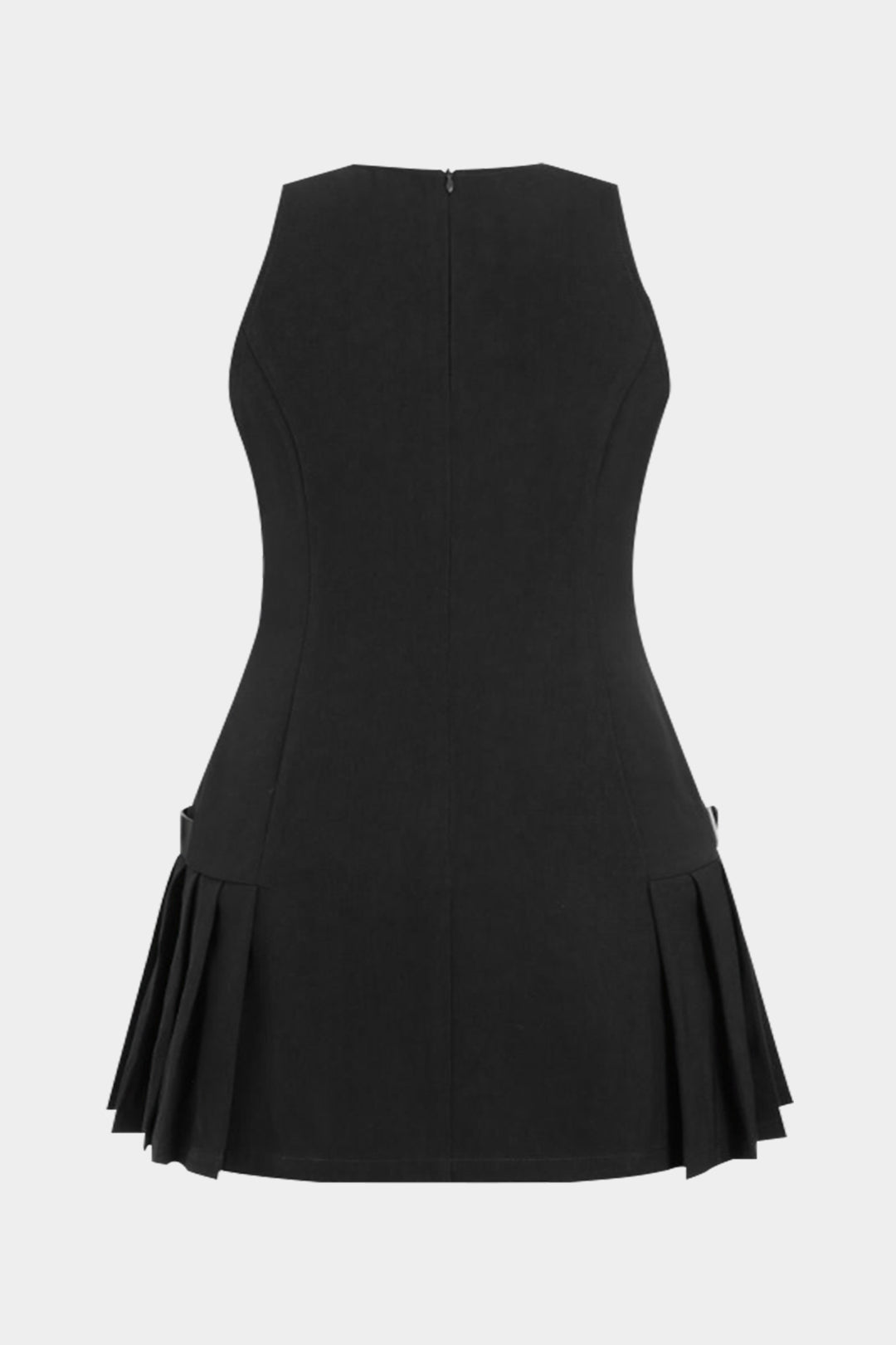 Plus Size Round Neck Zipper Sleeveless Mini Dress