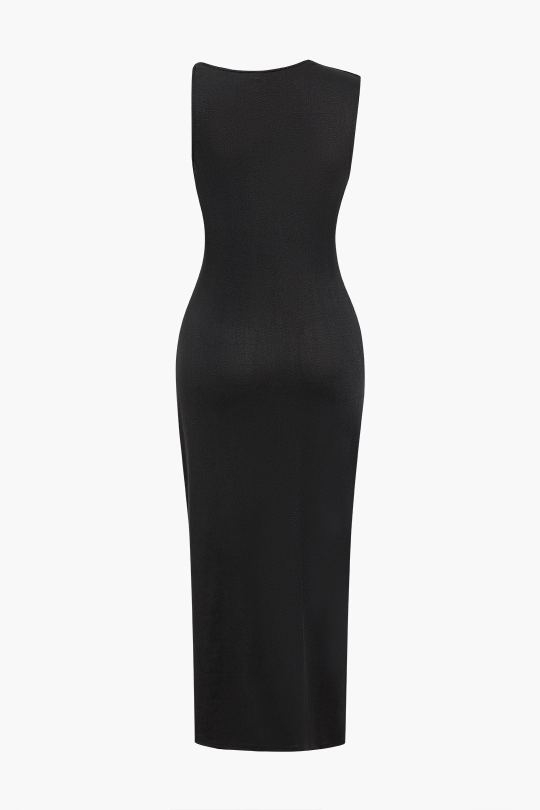 Solid V-Neck Irregular Midi Dress