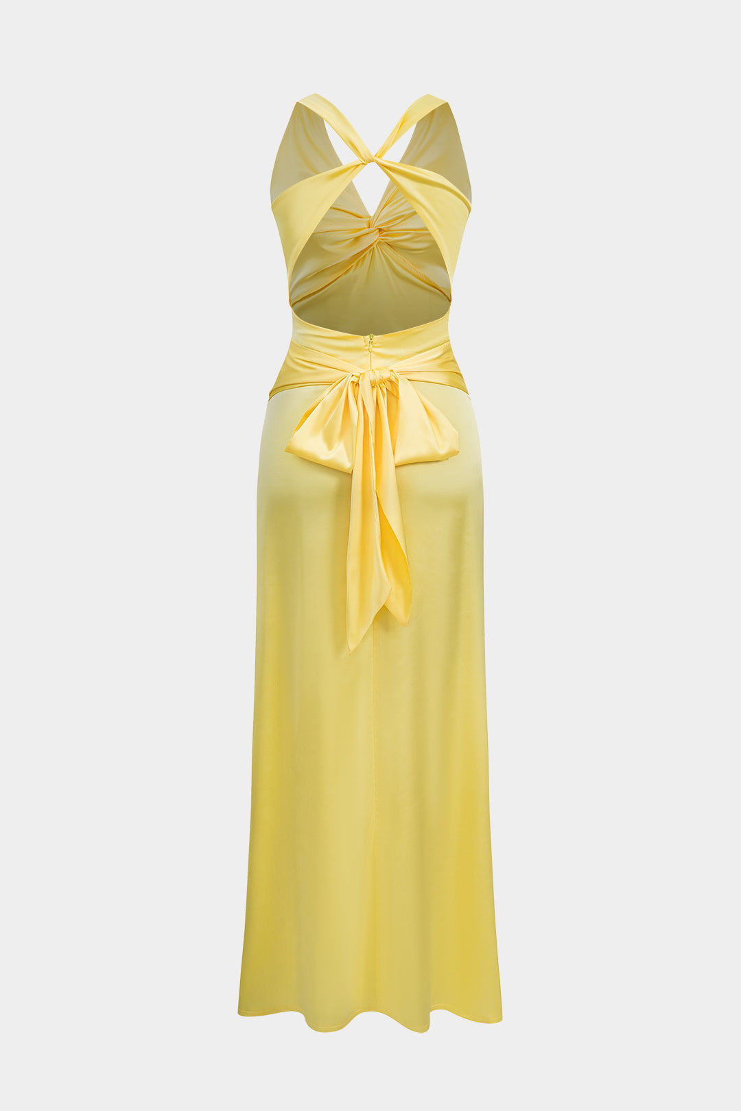 Satin Backless Strappy Zipper Sleeveless Maxi Dress