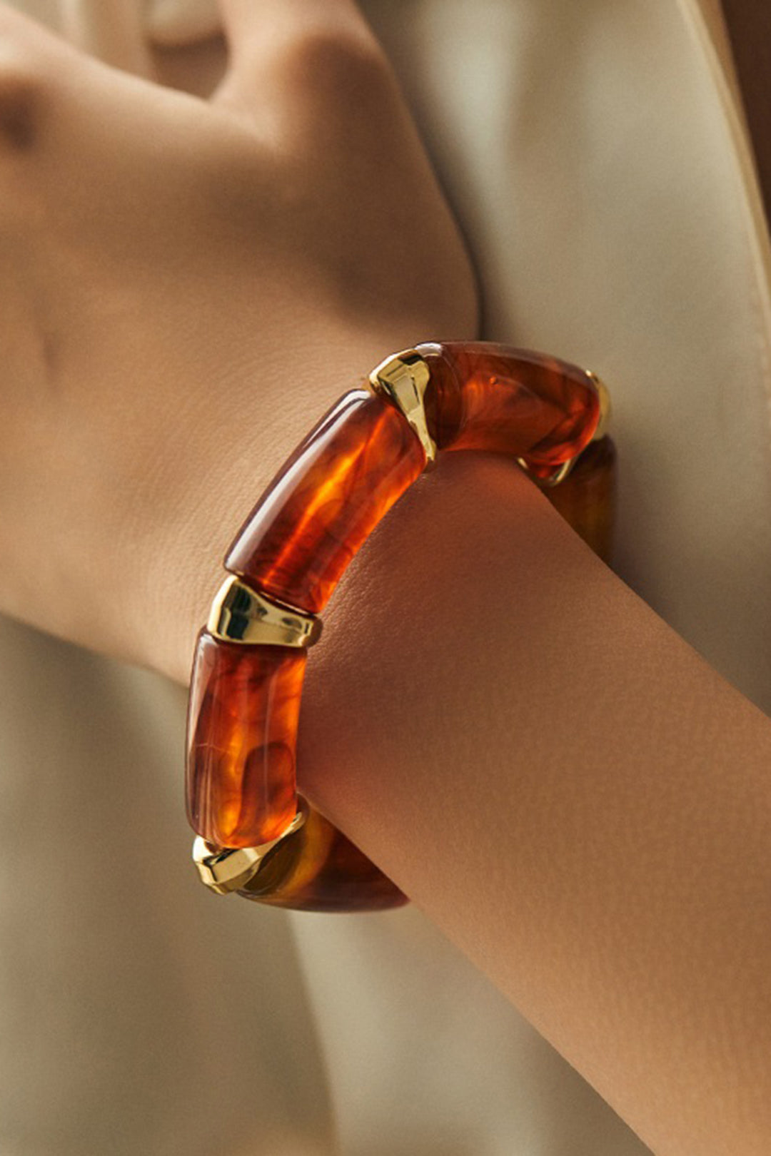 Amber And Metal Bracelet