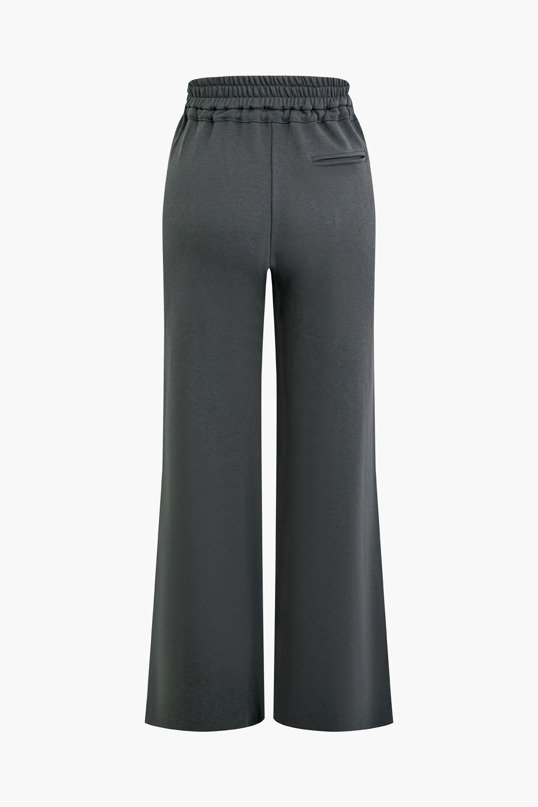 Solid Pocket Drawstring Tie-Up Trousers