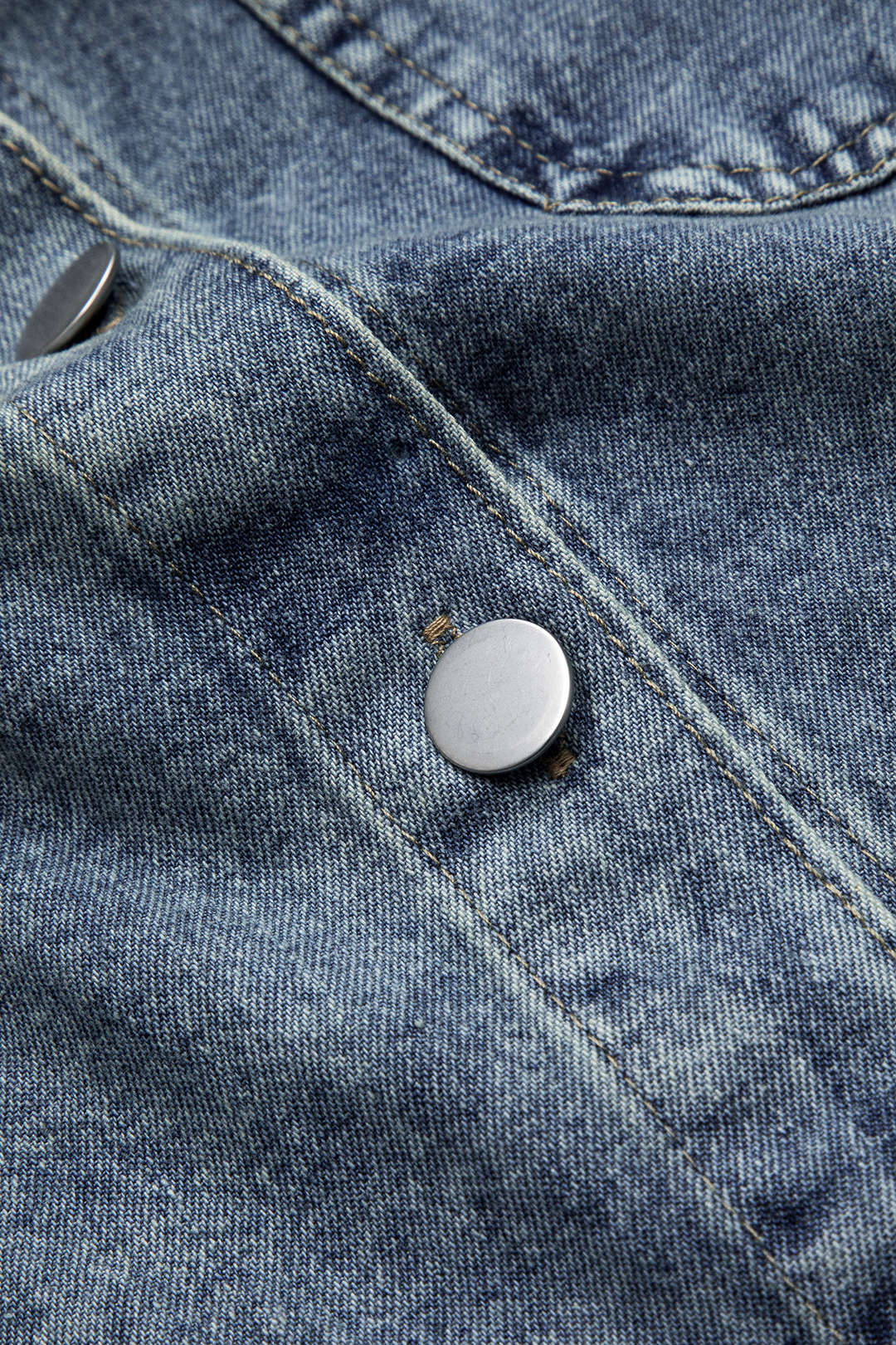 Denim Pocket Button Twist Long Sleeve Shirt