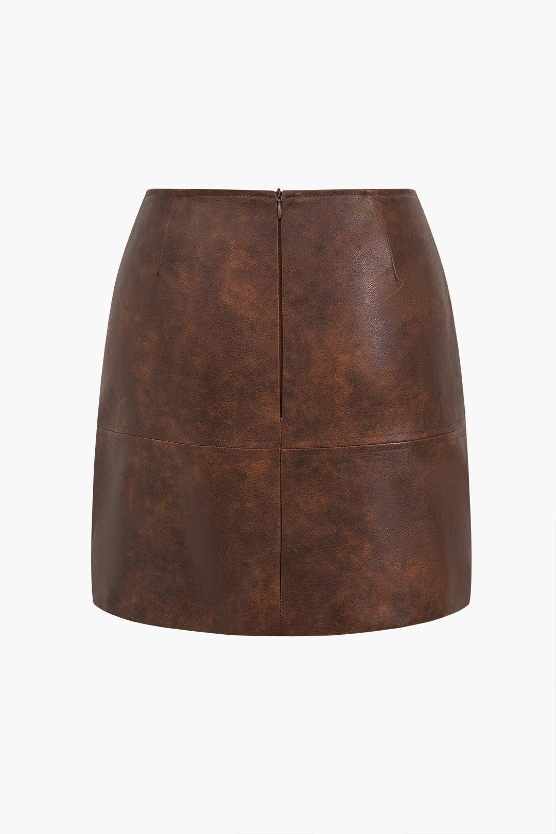 Faux Leather Zipper Skirt