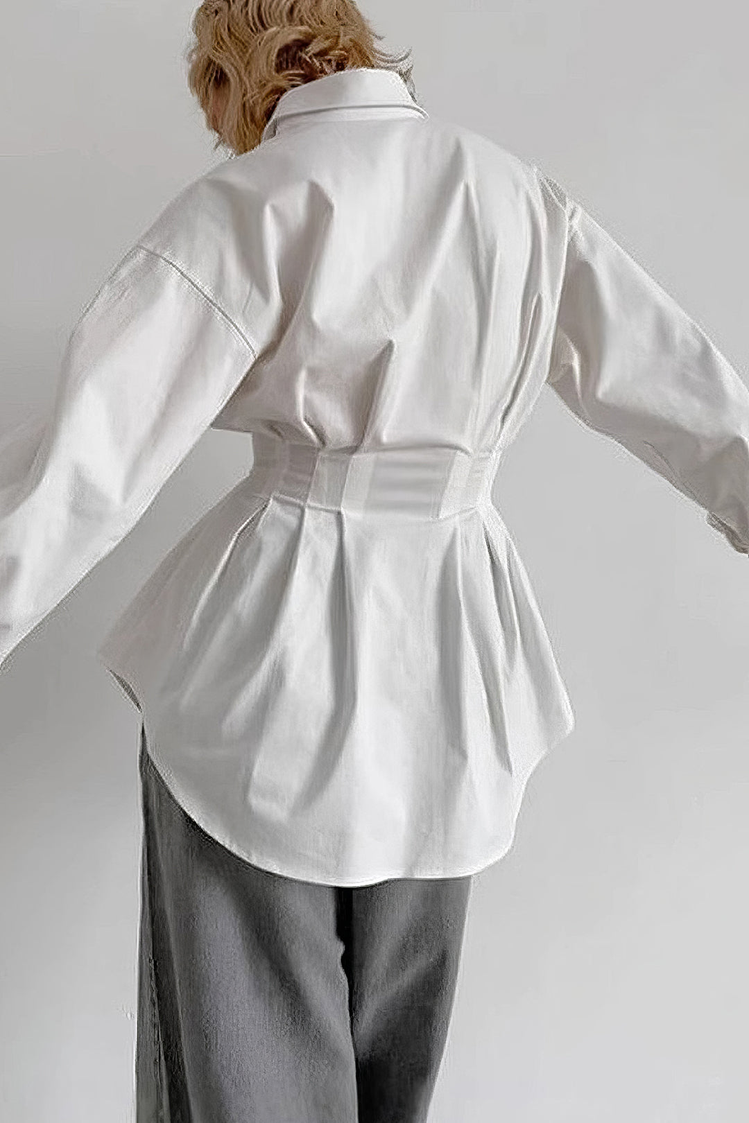 Ruched Button Long-Sleeve Shirt