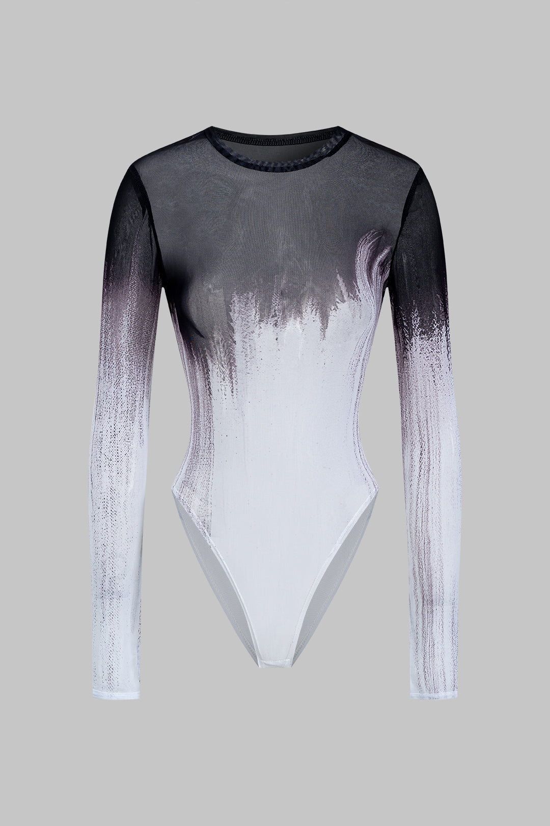 Mesh Long Sleeve Contrast Print Bodysuit