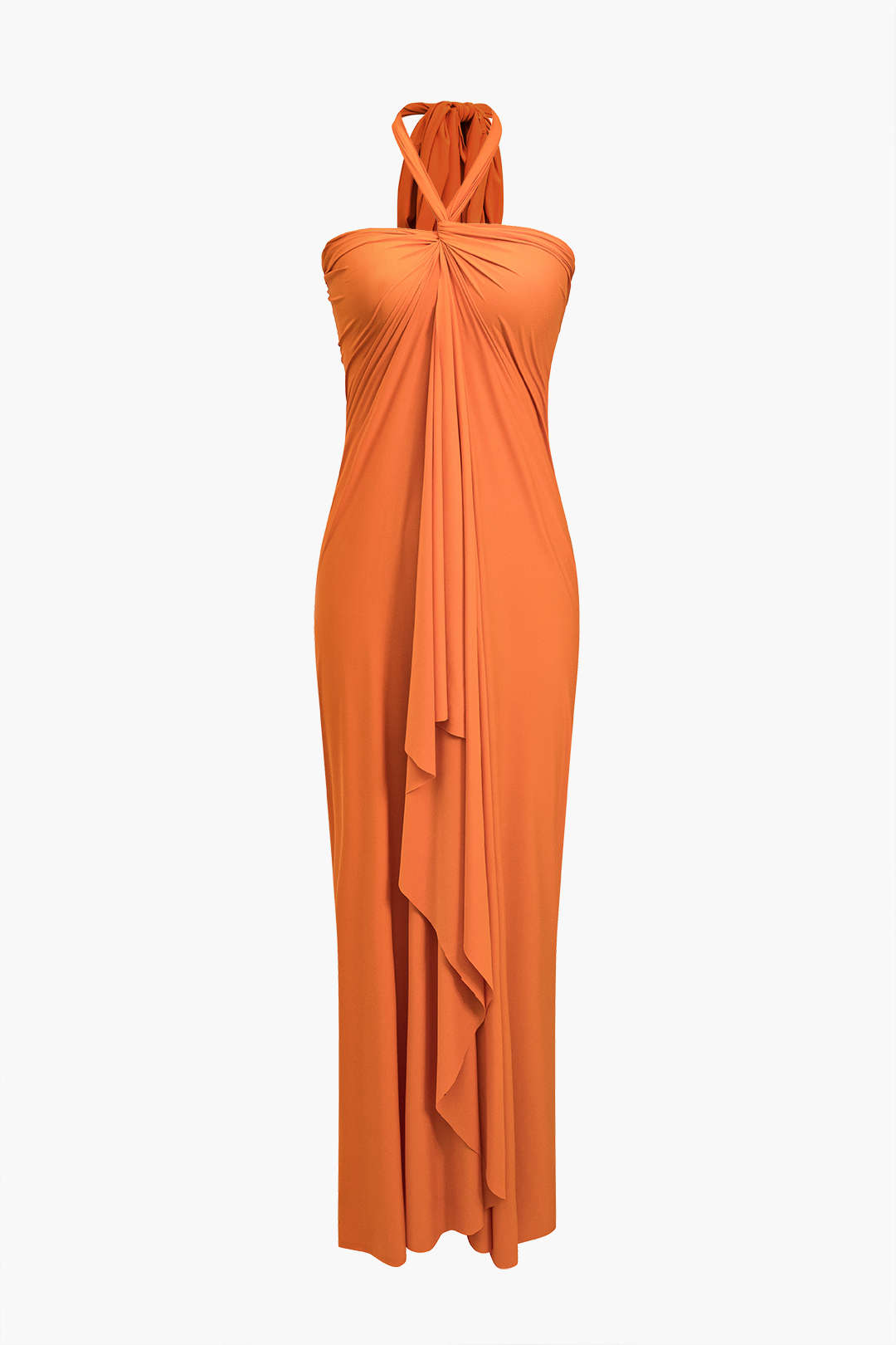 Solid Reversible Asymmetrical Tie-Up Maxi Dress