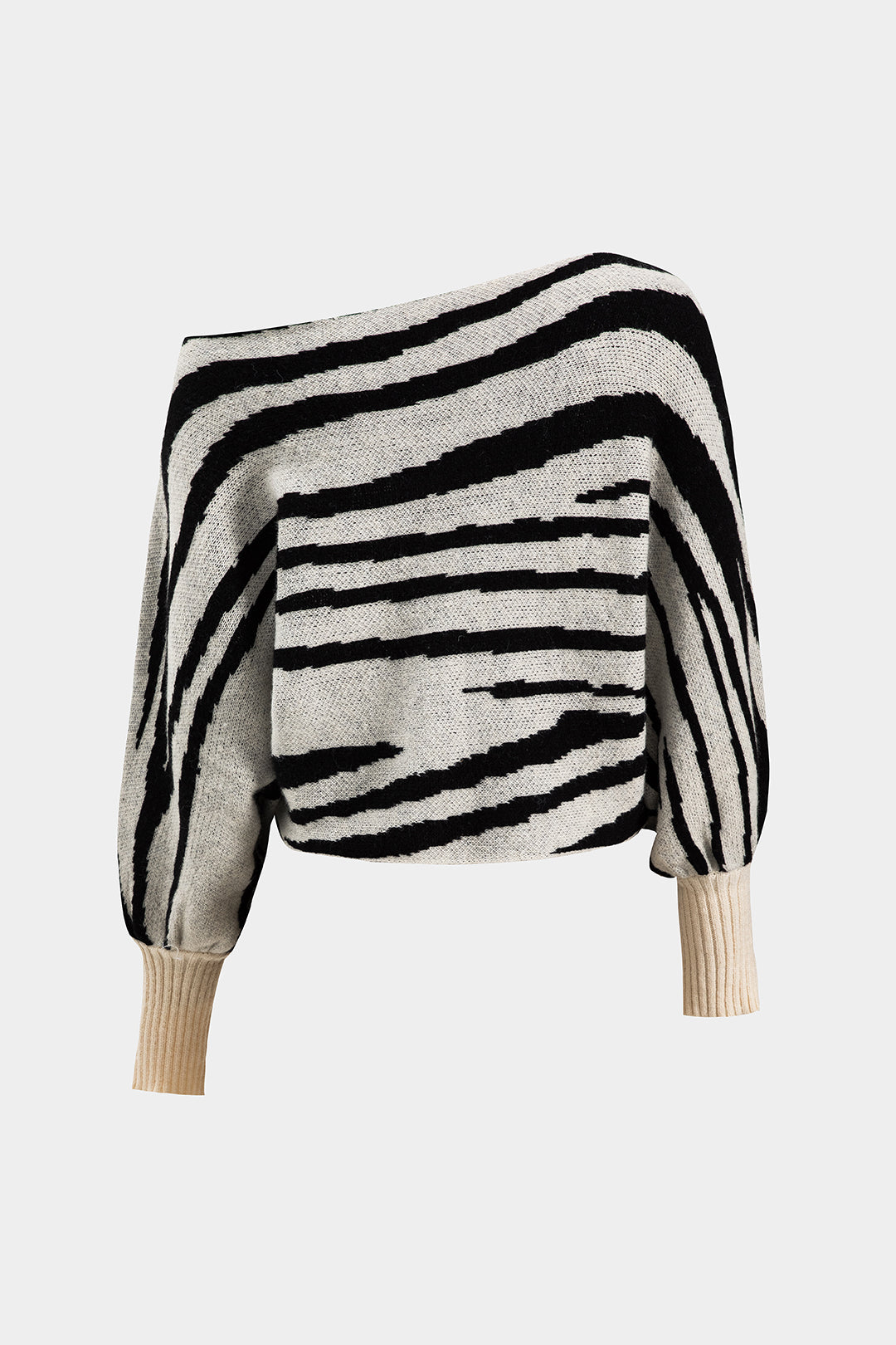 Sweater Stripe Boat Neck Long-Sleeve Top