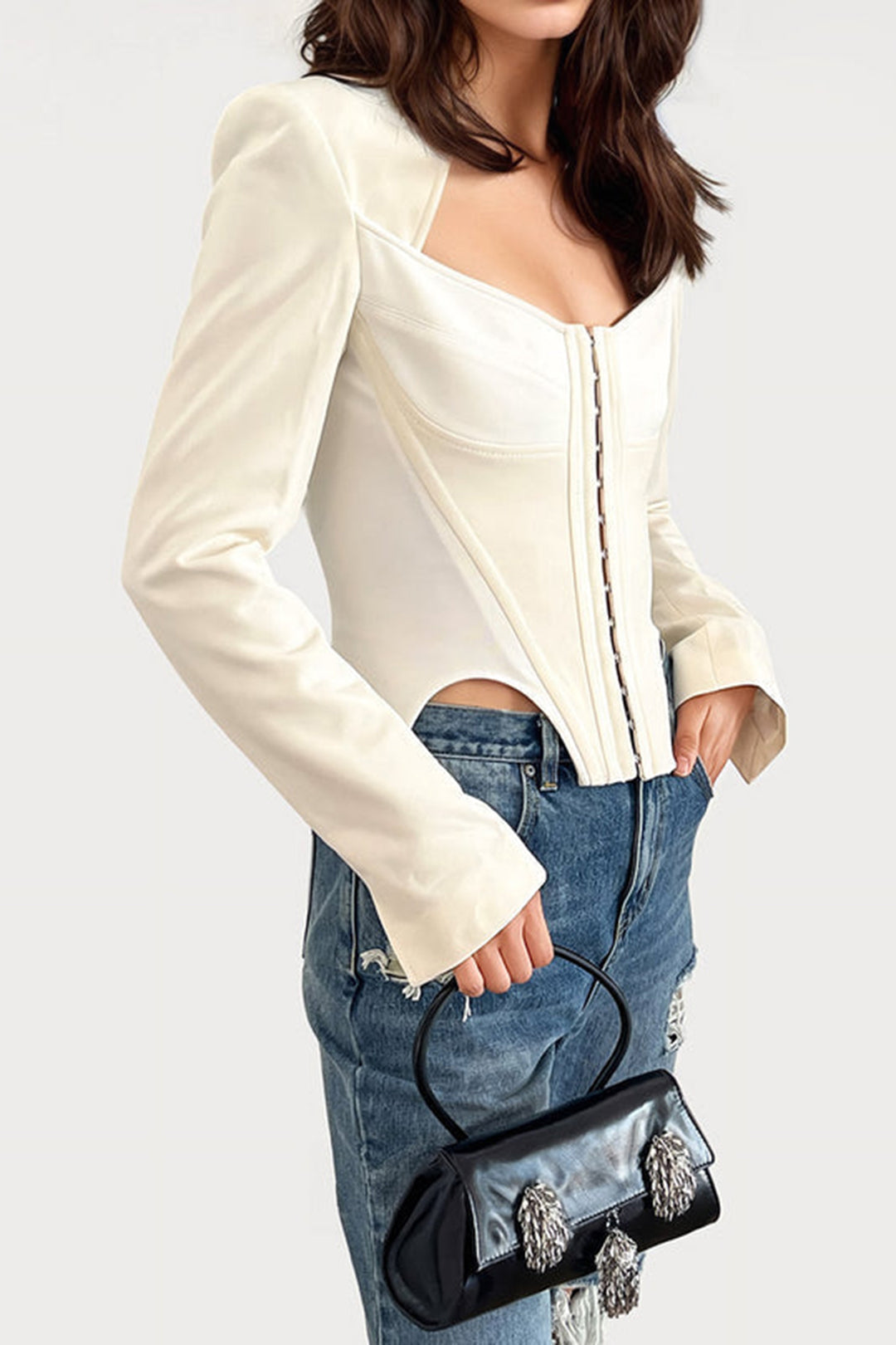 Square Neck Long-Sleeve Top