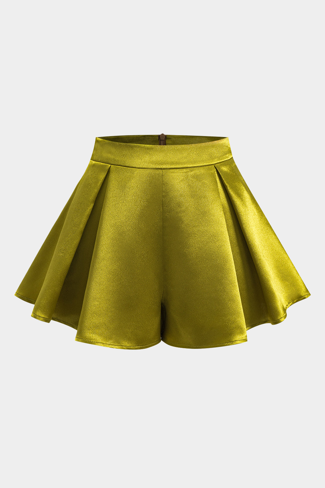 Satin Pleated Zipper Shorts