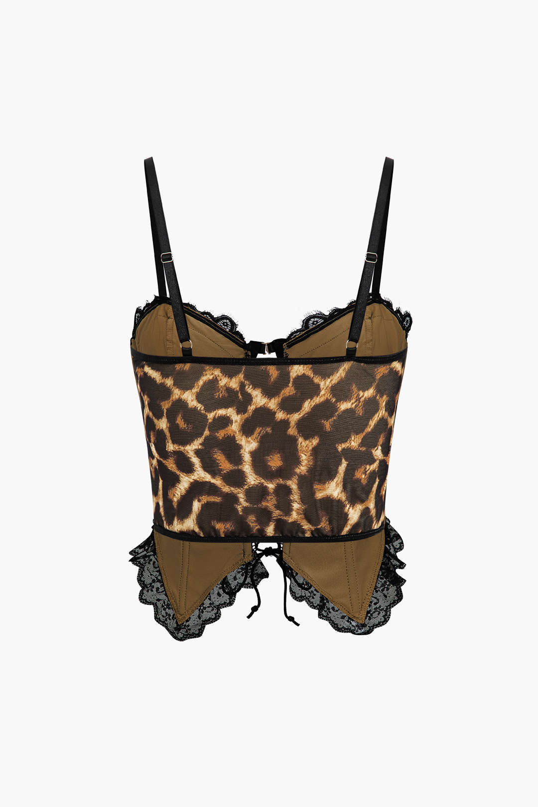 Leopard Print Lace-Up Bustier Top