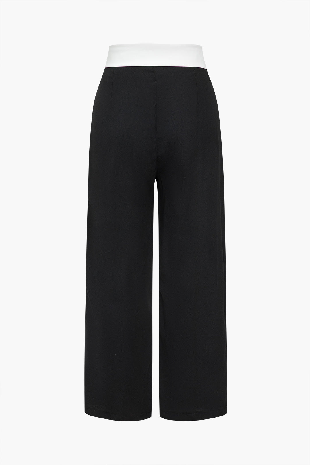 Basic Contrast High Waist Wide Leg Trousers