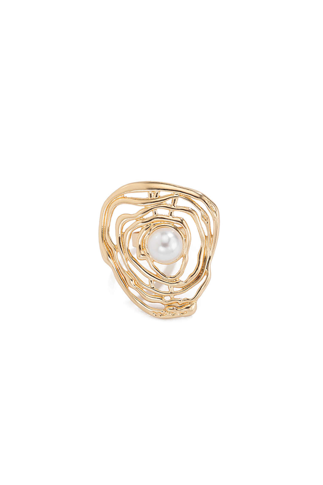 Metal Pearl Exaggerated Ring