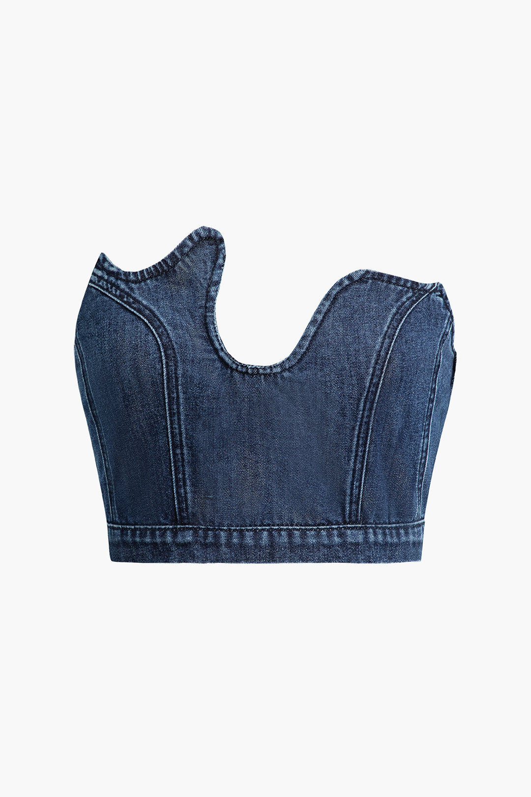 Asymmetric Denim Tube Top