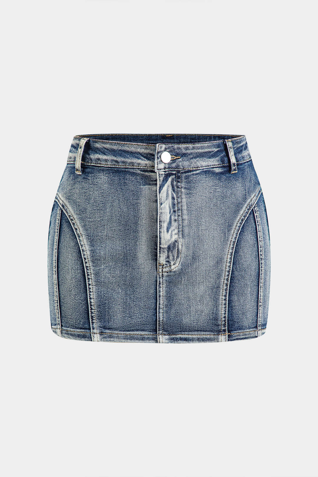 Denim High Waist Pocket Zipper Skirt