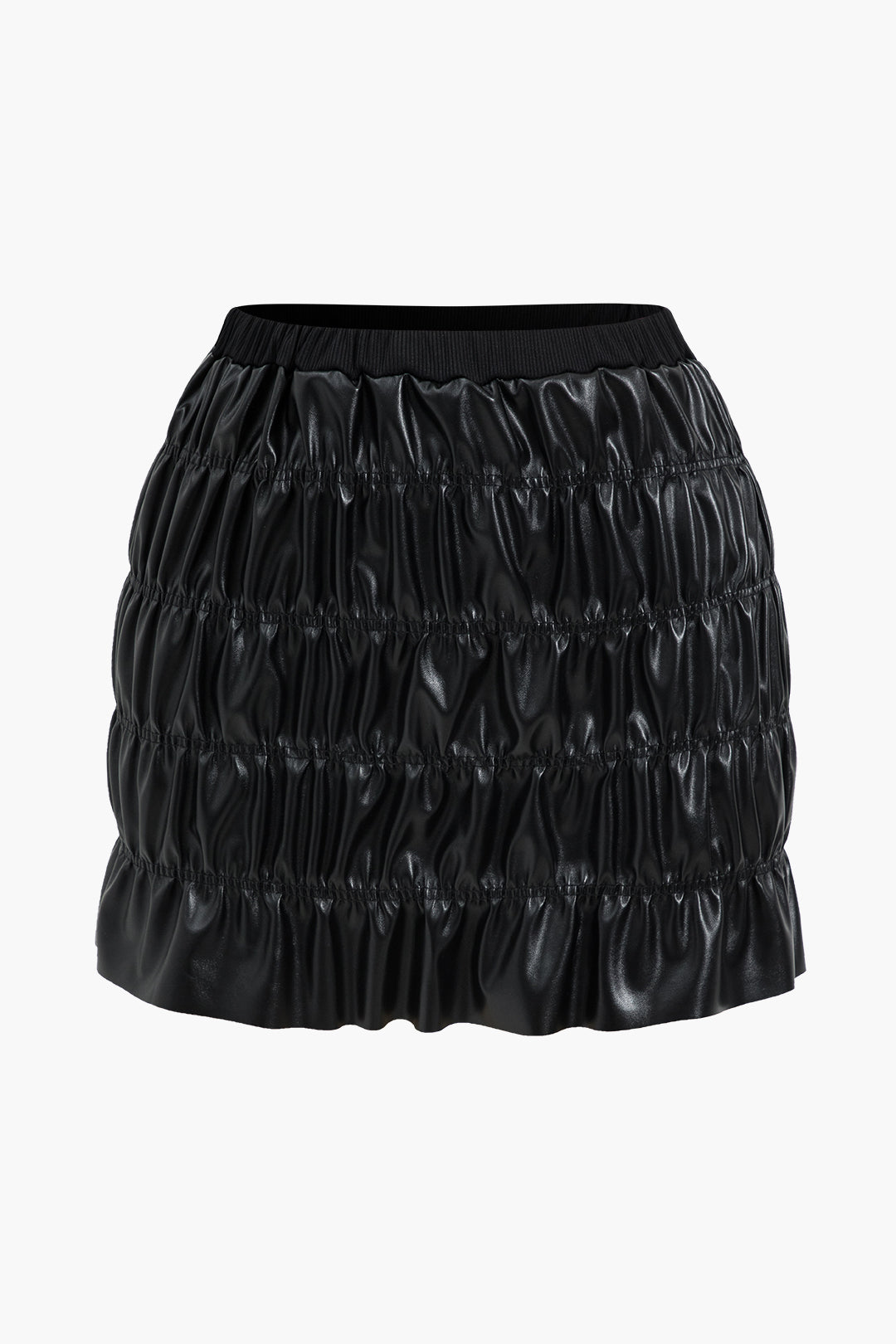 Faux Leather Ruched Detail Skirt Set