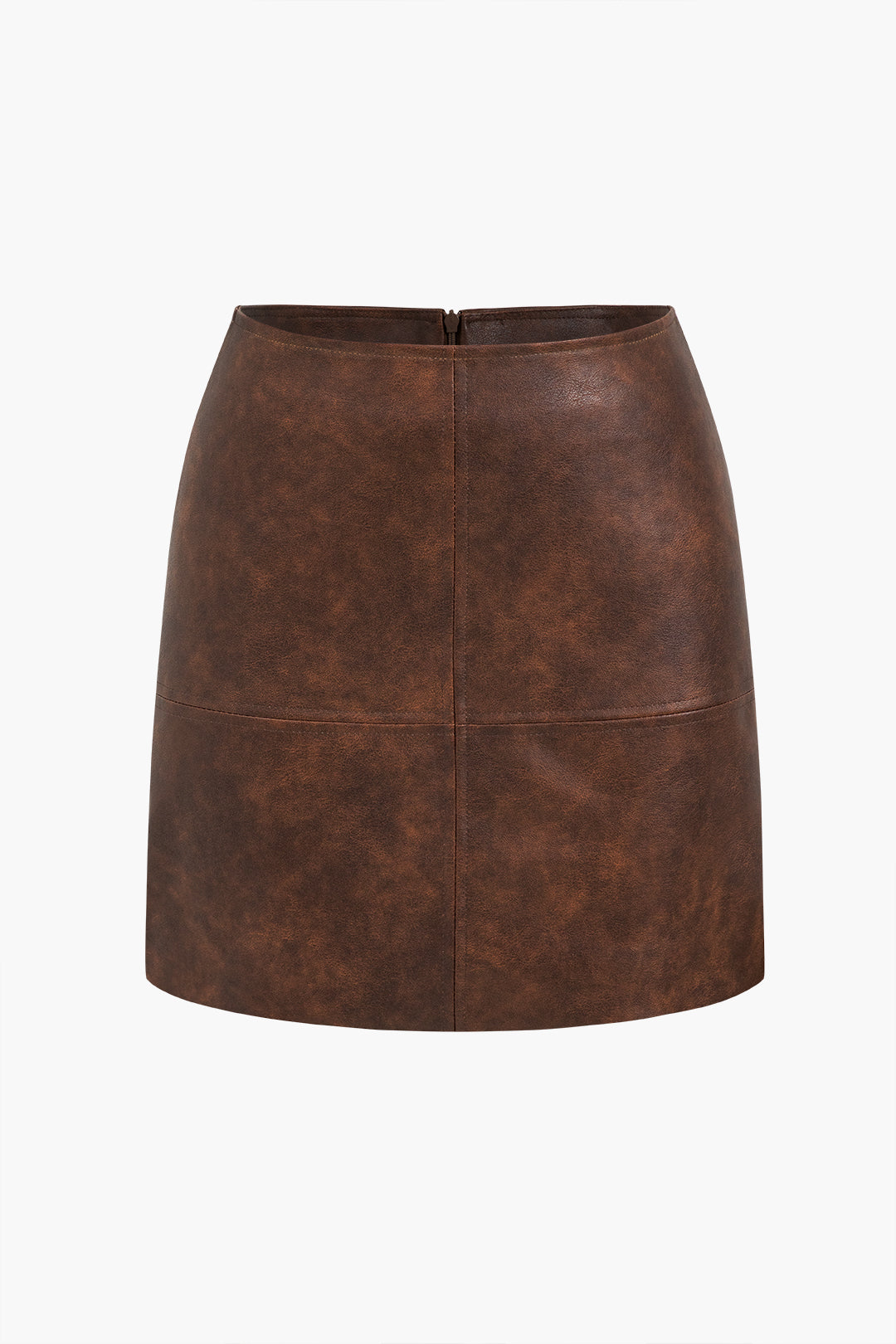 Faux Leather Zipper Skirt