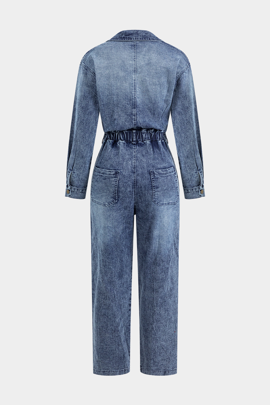 Denim Button Pocket Long Sleeve Jumpsuit