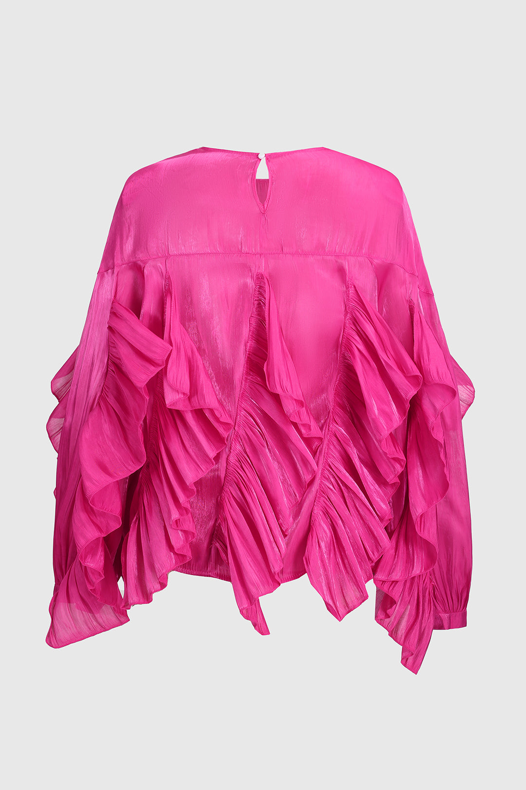 Chiffon Ruffle Bead Long-Sleeve Shirt