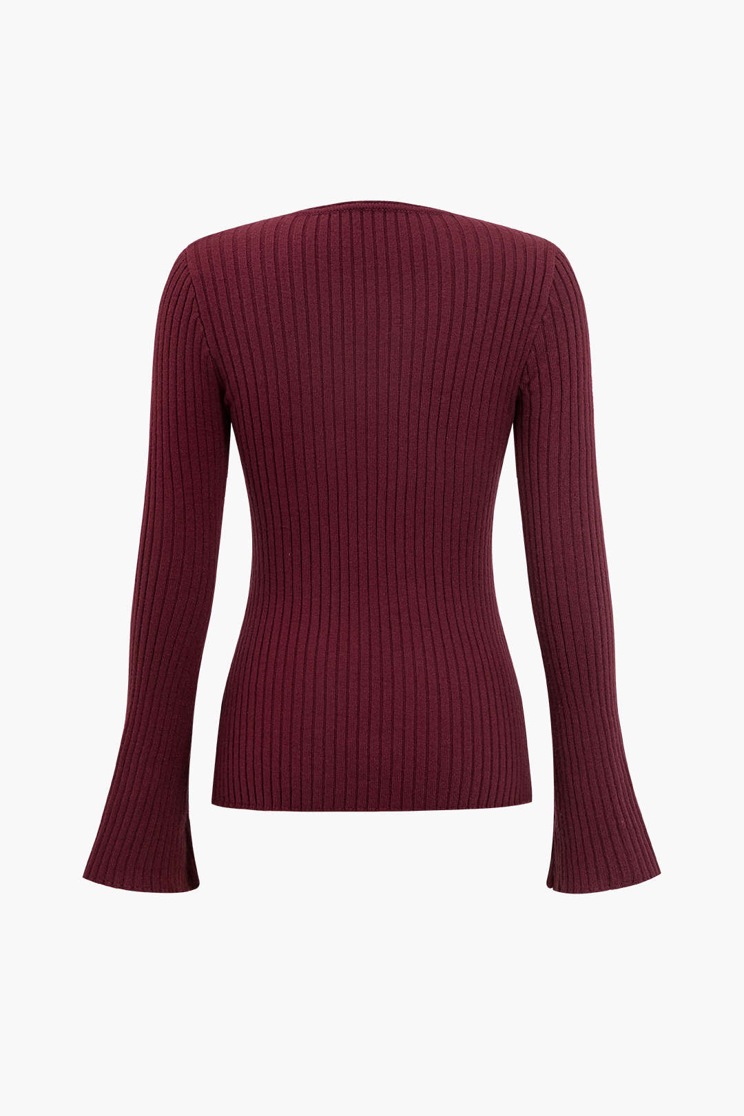 Solid Sweater Button Long-Sleeve Top