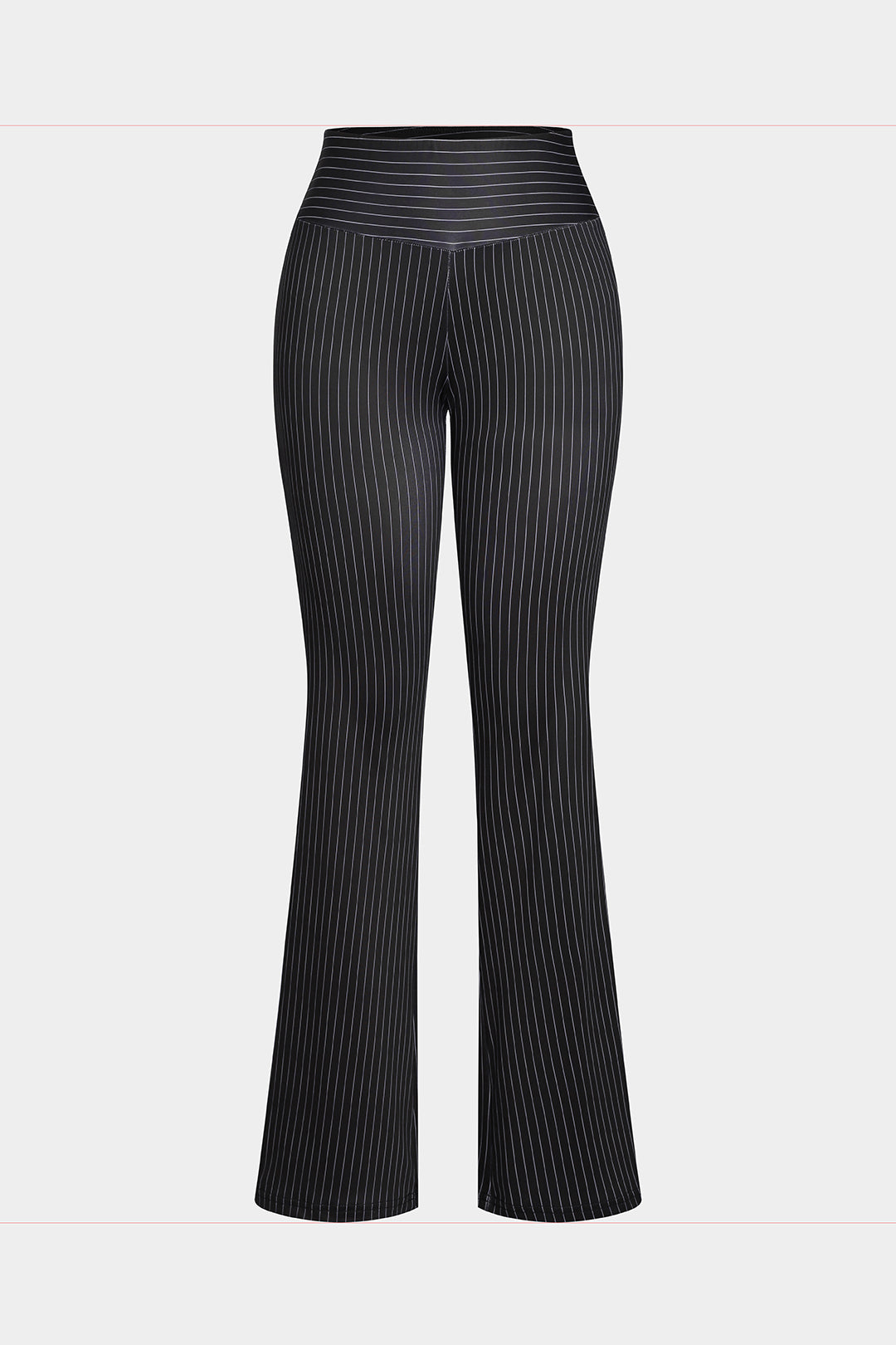 Stripes V-Neck Long Sleeve Top And High Waist Trousers Set