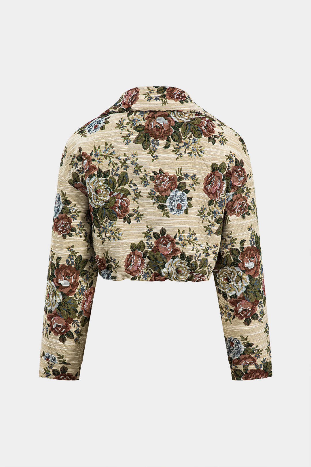 Jacquard Zipper Button Long Sleeve Jacket