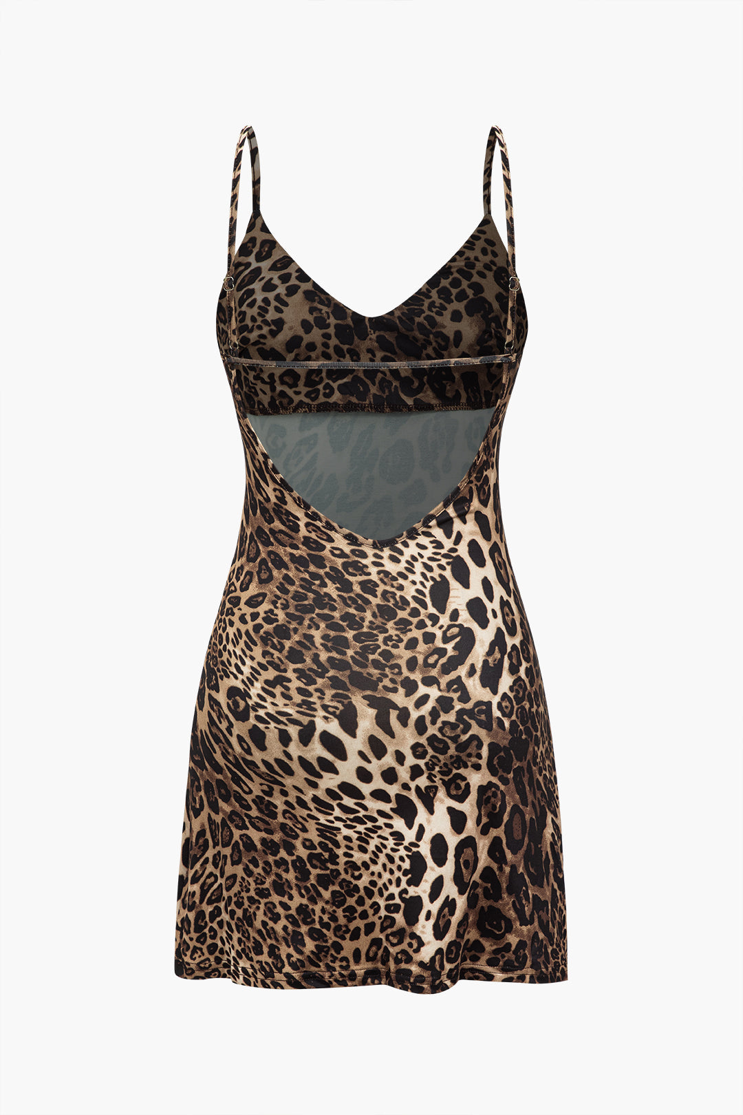 Leopard Print Backless Slip Mini Dress