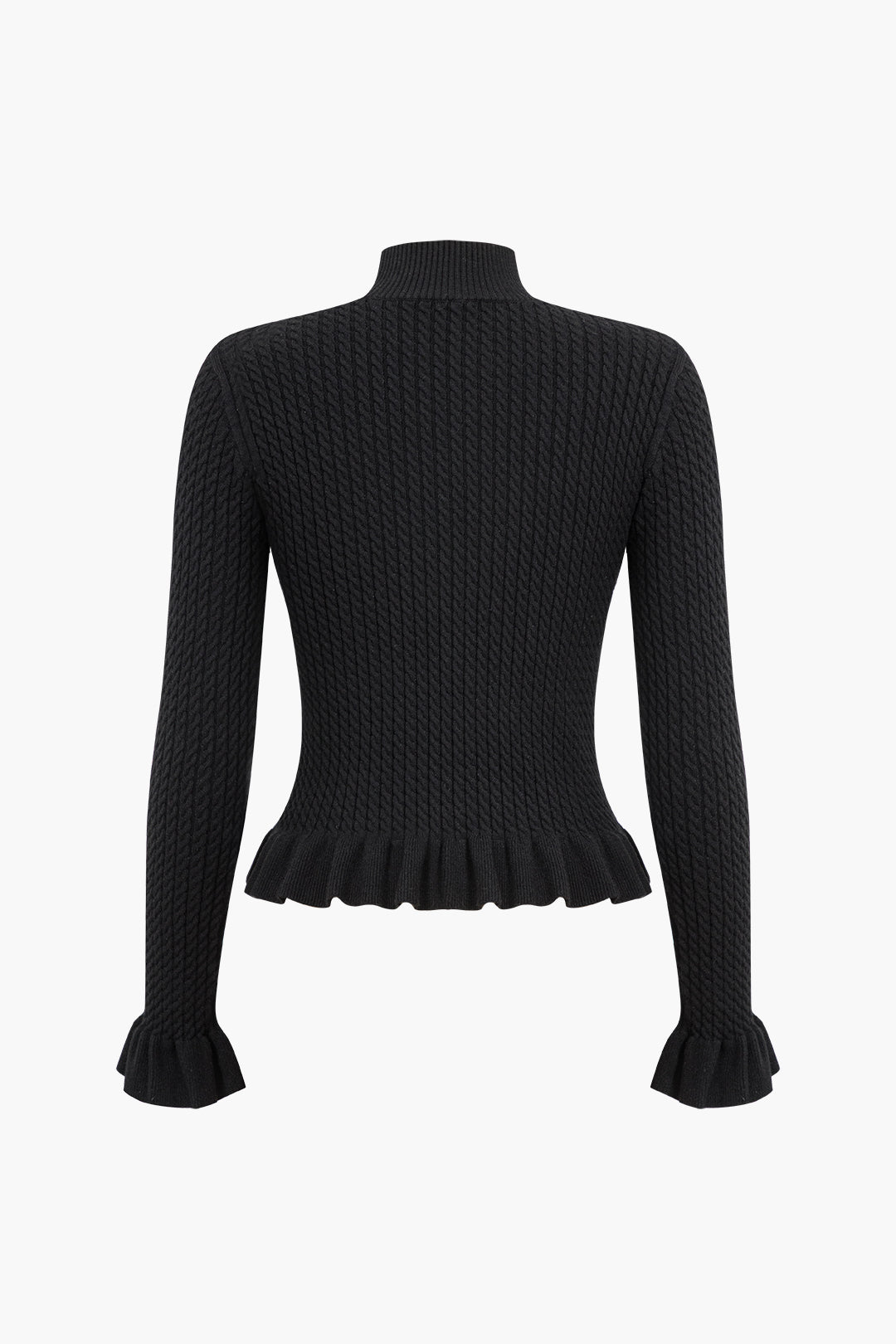 Ribbed Knit Button-Up Peplum Sweater