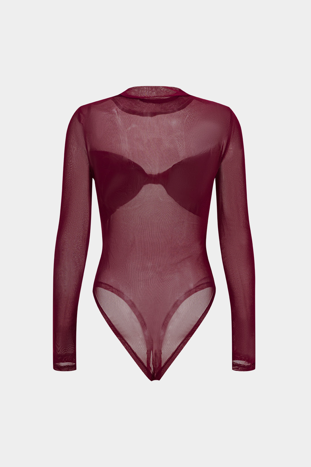 Faux Leather Mesh Patchwork Twist Knot Long Sleeve Bodysuit