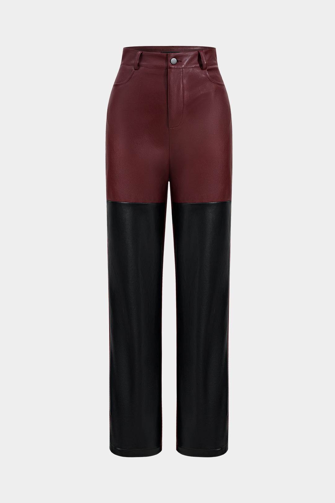 Faux Leather Patchwork Trousers