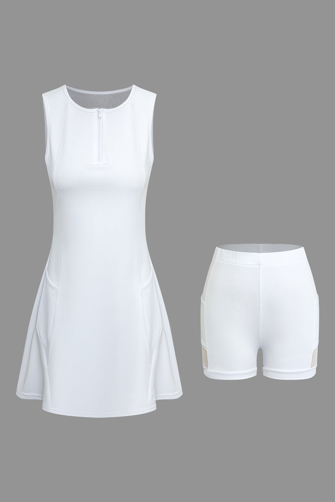 Sleeveless Athletic Mini Dress And Matching Shorts Set