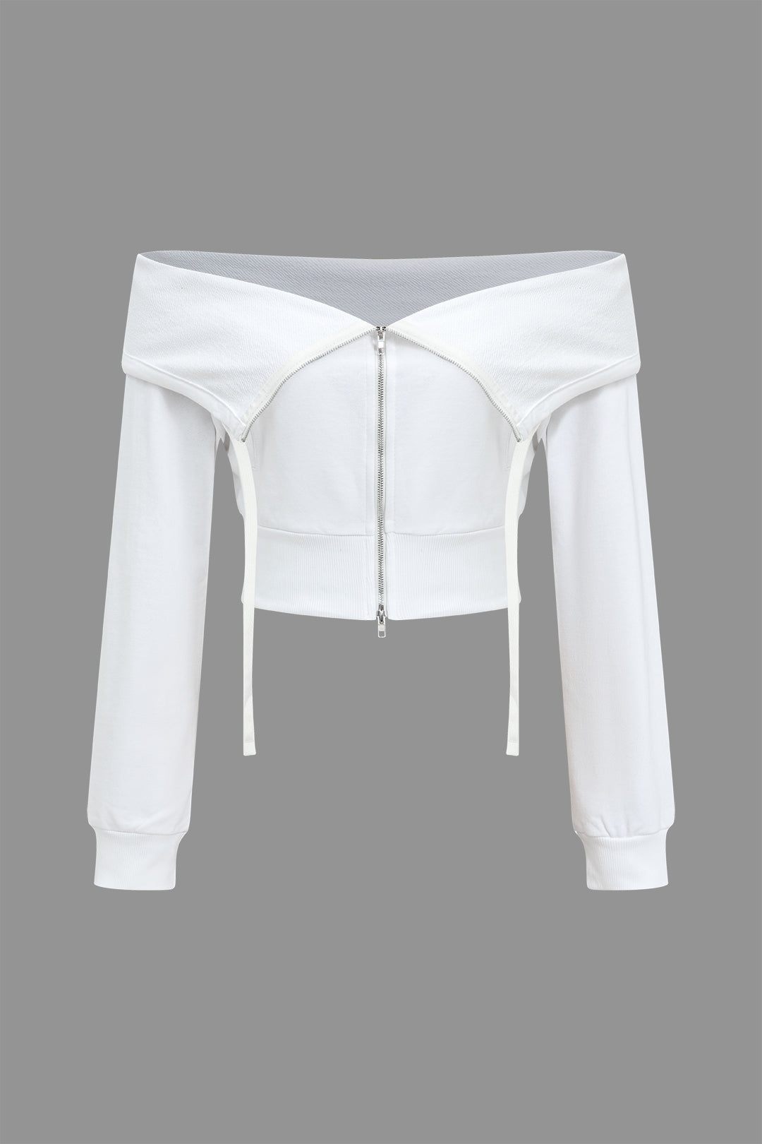 Zipper Pocket Off Shoulder Jacket