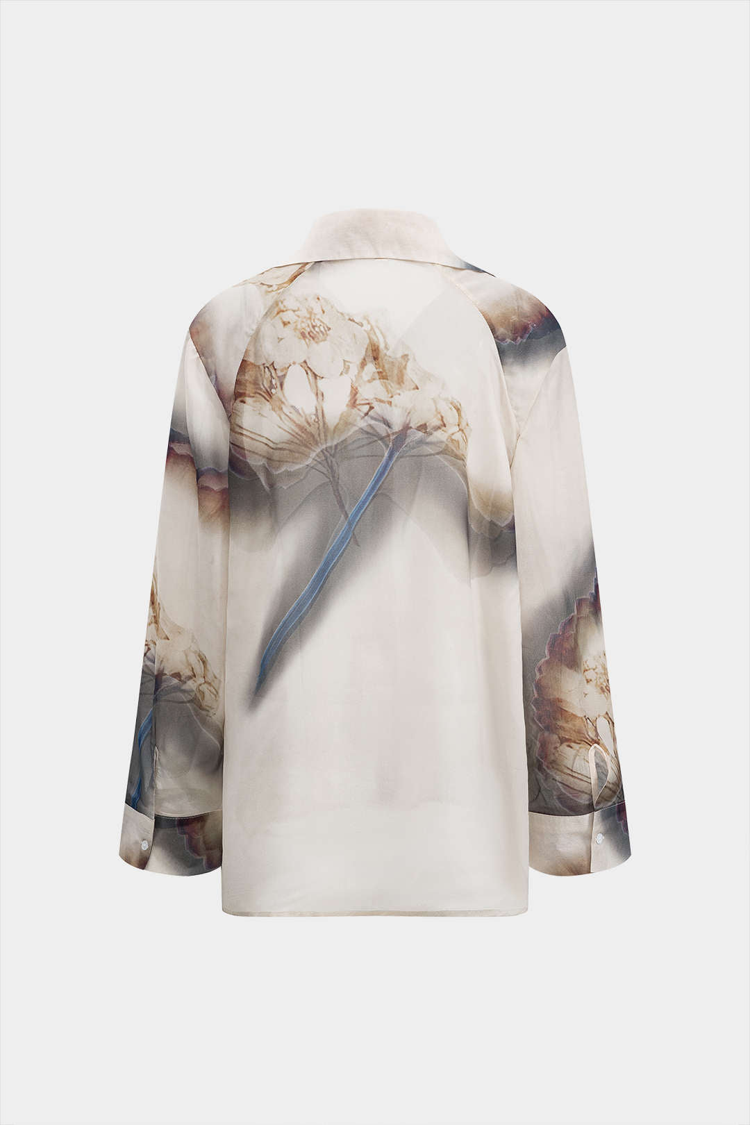 Abstract Print Chiffon Button Long-Sleeve Shirt