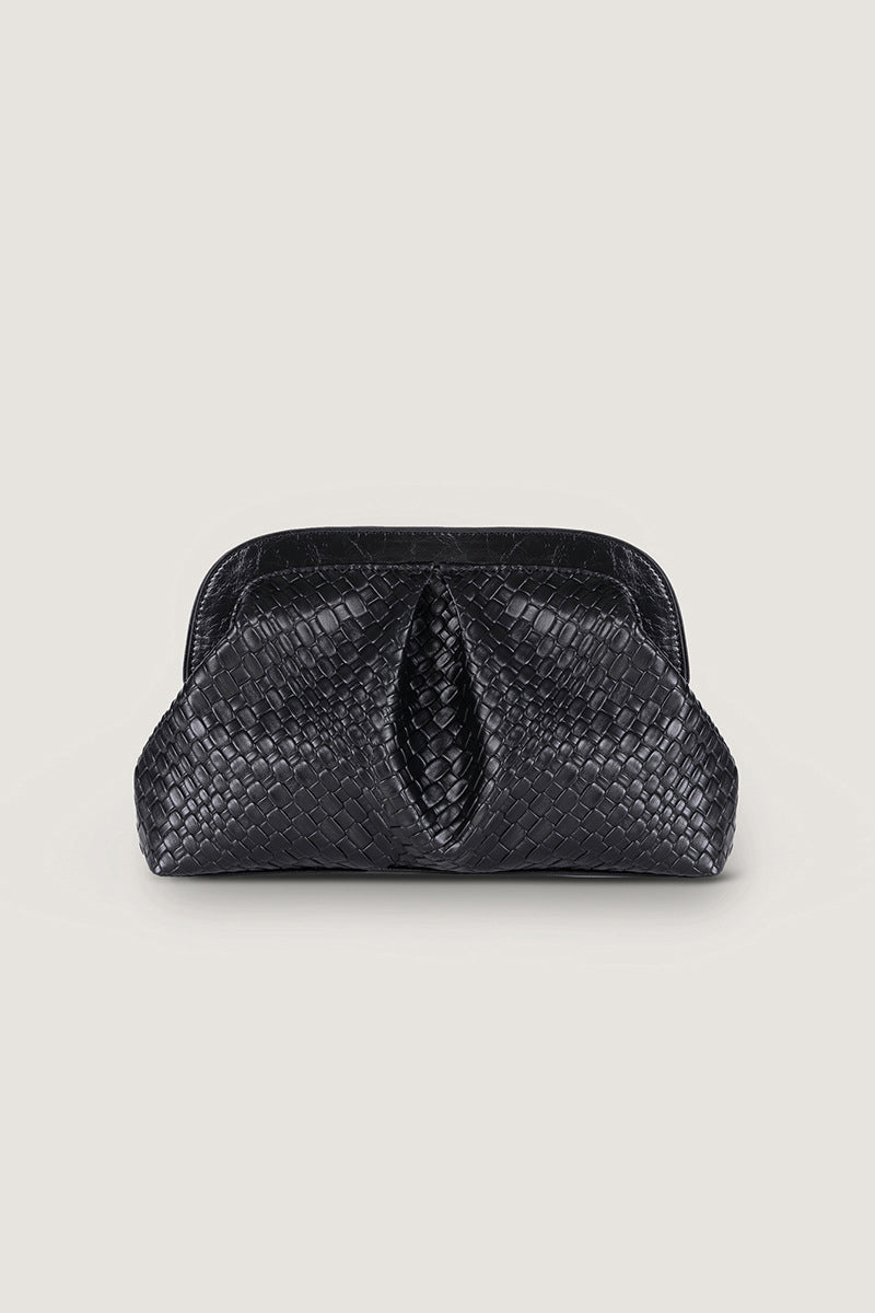 Woven Ruched Clutch Bag