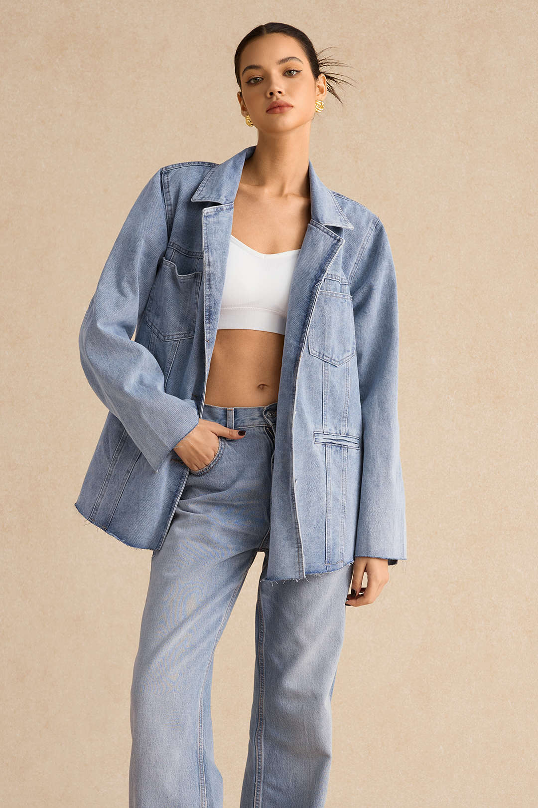 Denim Pocket Buttons Long Sleeve Outerwear