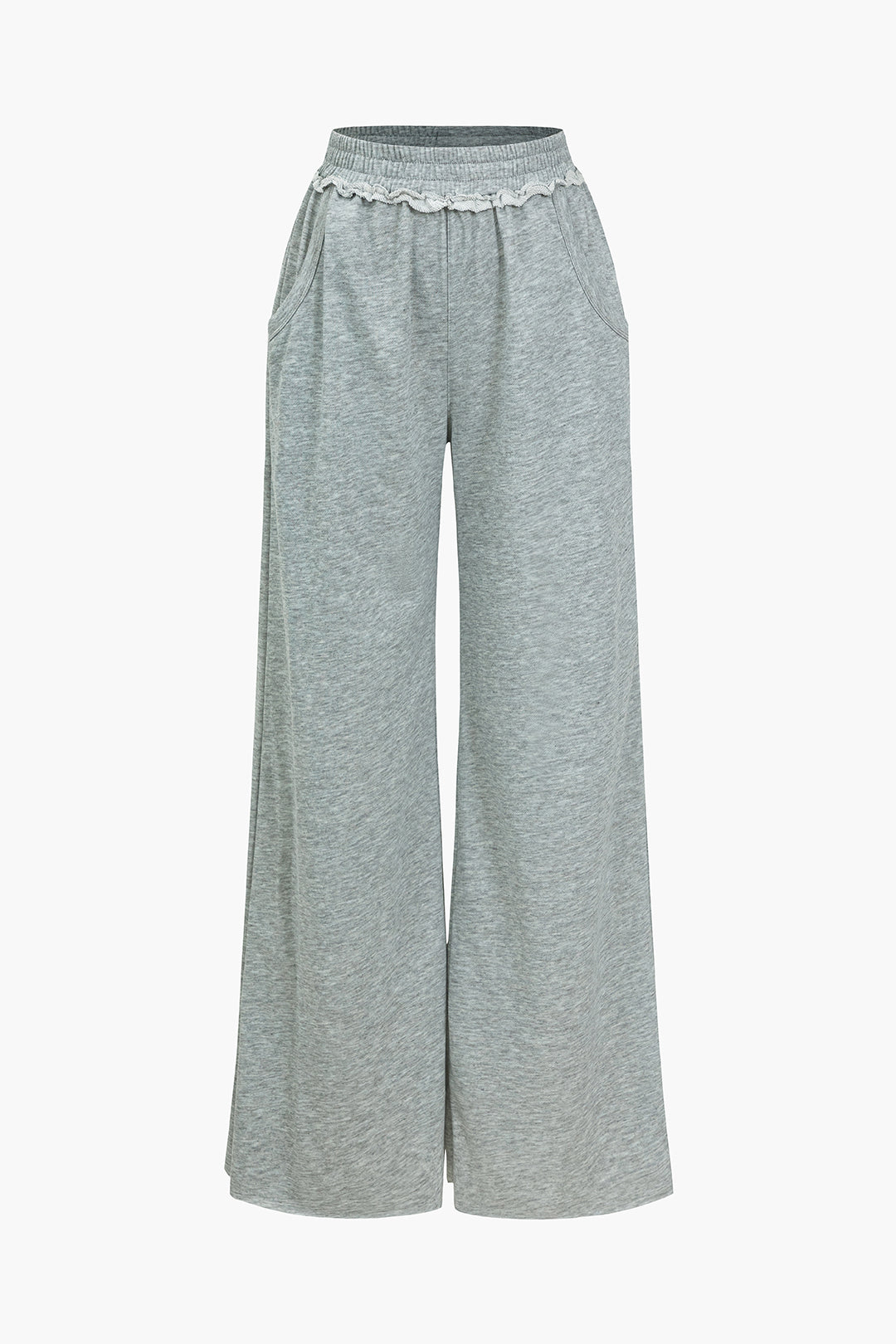 Solid Pocket Wide Leg Trousers