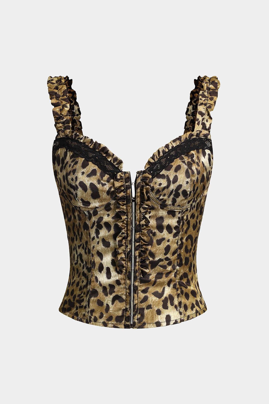 Leopard Print Scallop Bustier Slip Cami Top