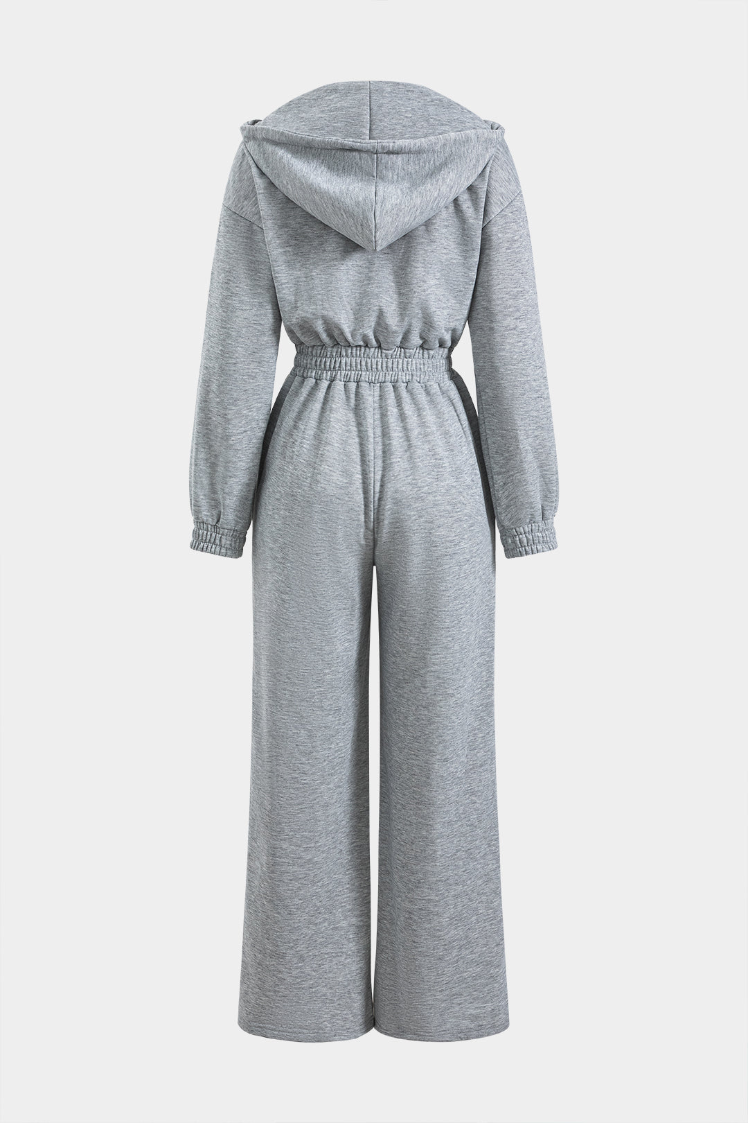 Hooded Patchwork Zipper Long Sleeve Jumpsuit