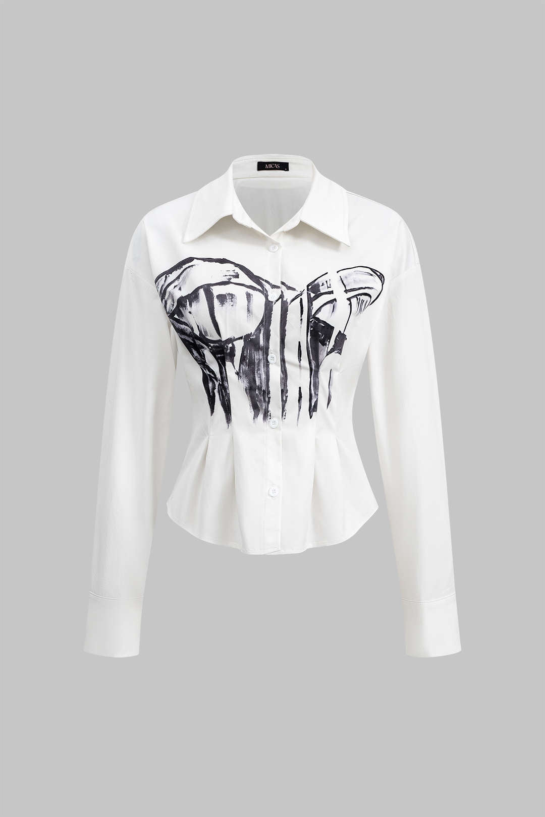 Abstract Print Print Button Long-Sleeve Shirt