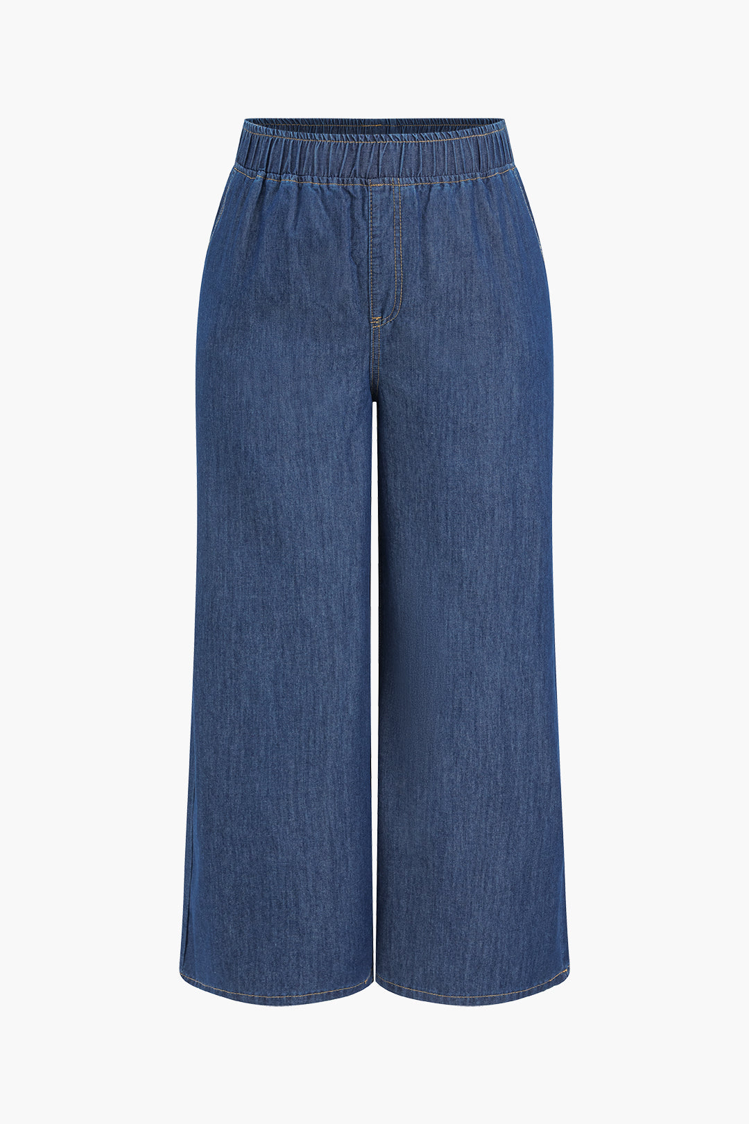 Plus Size High Waist Wide Leg Denim Trousers