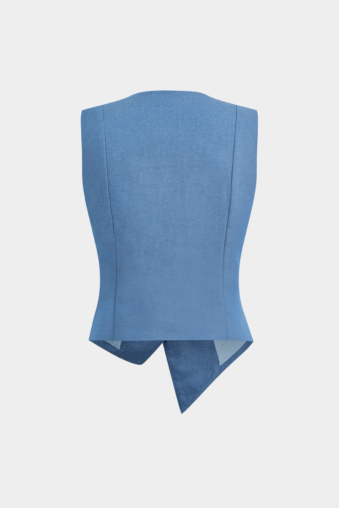 Denim Asymmetrical Button V-Neck Sleeveless Tank Top And Pleated Trousers